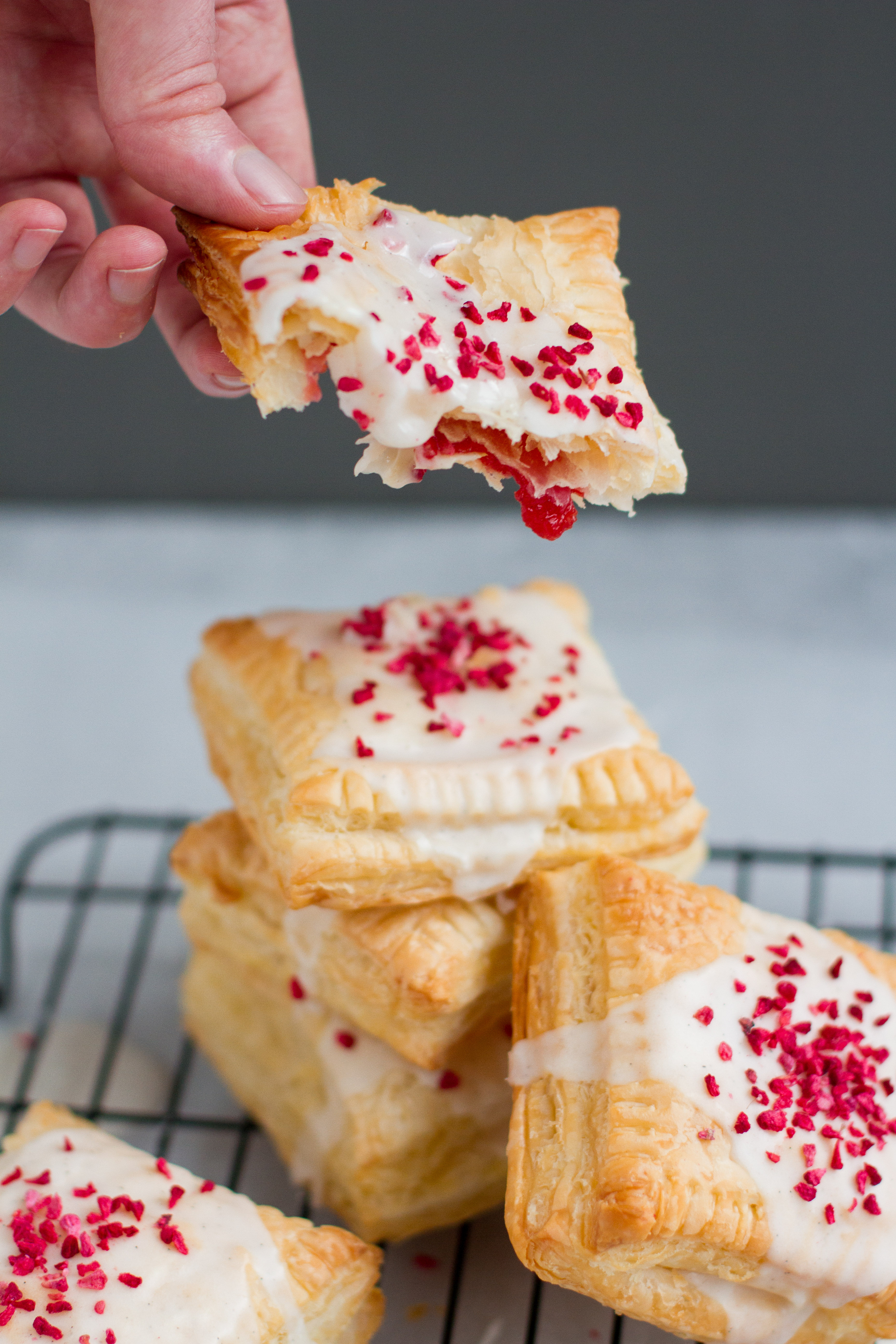 vegan blood orange poptart recipe with home-made jam and a coconut and lime glaze