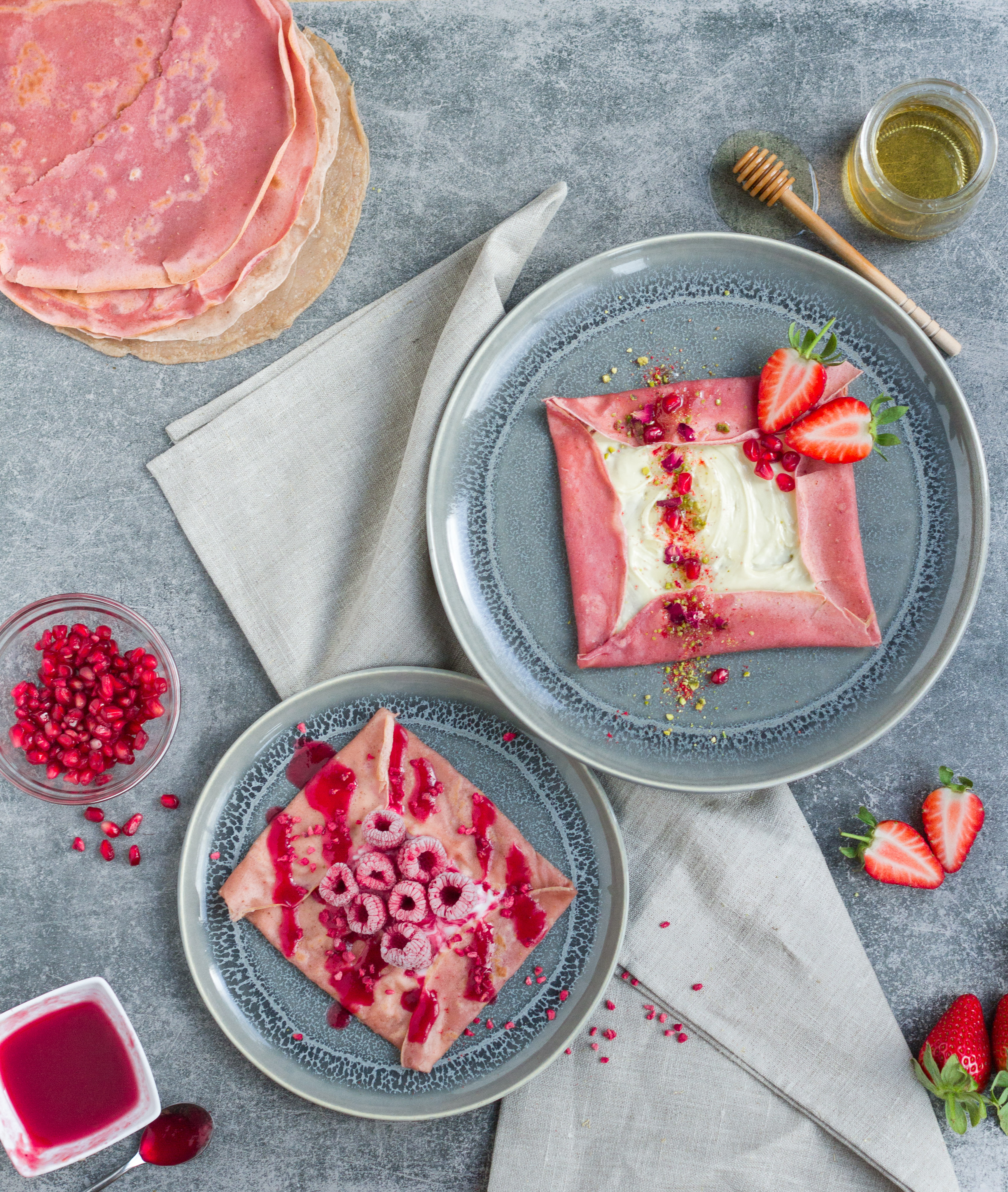 pink vegan pancake crepe recipe