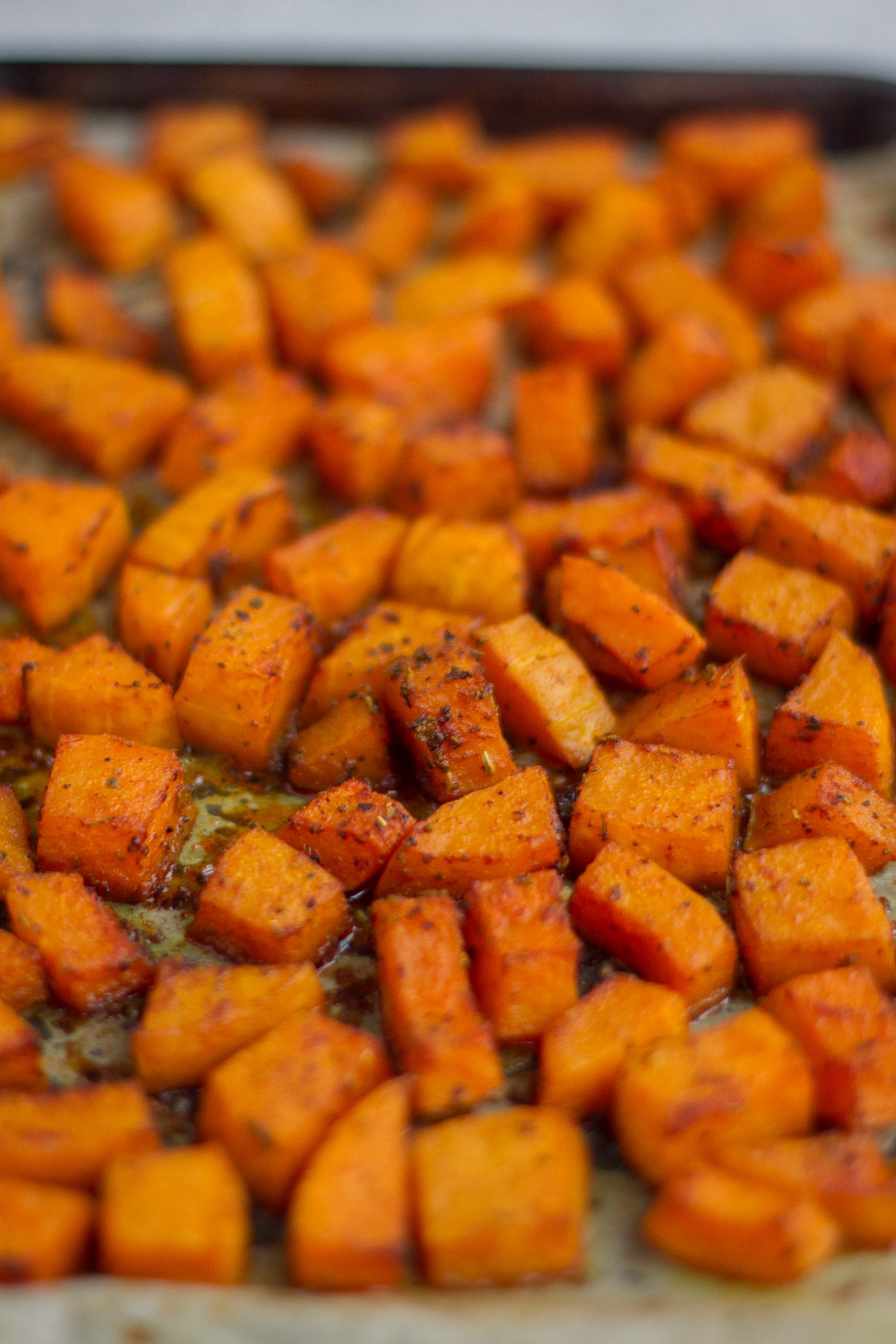 oven-roasted herby butternut squash chunks