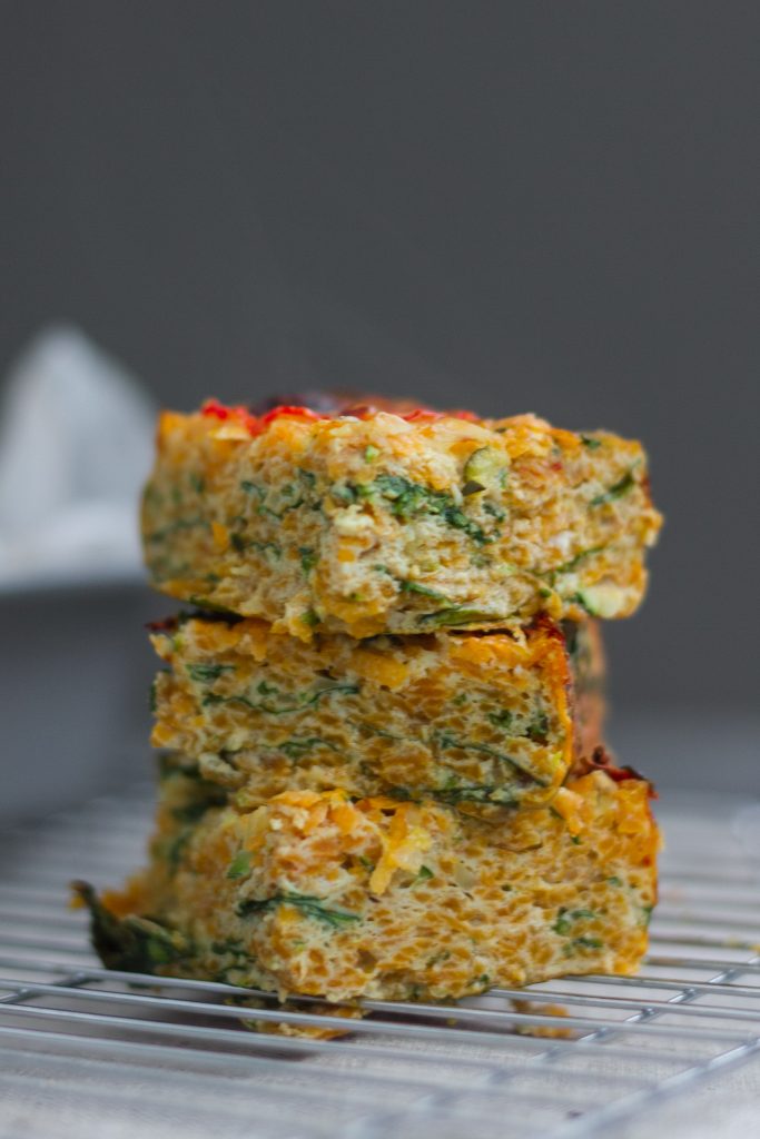courgette, spinach, and sweet potato egg casserole